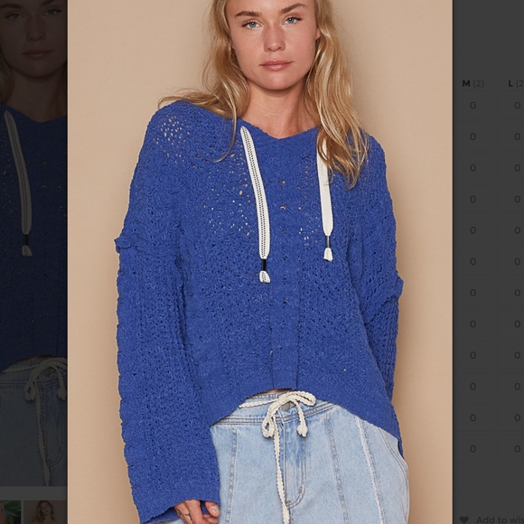 POL “ Stacy 3 “ POL Cable Knit Chenille Sweater with Drawstring Hood 65 - Picture 5 of 9